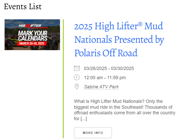 off-road event
sxs events
off-road event calendar
