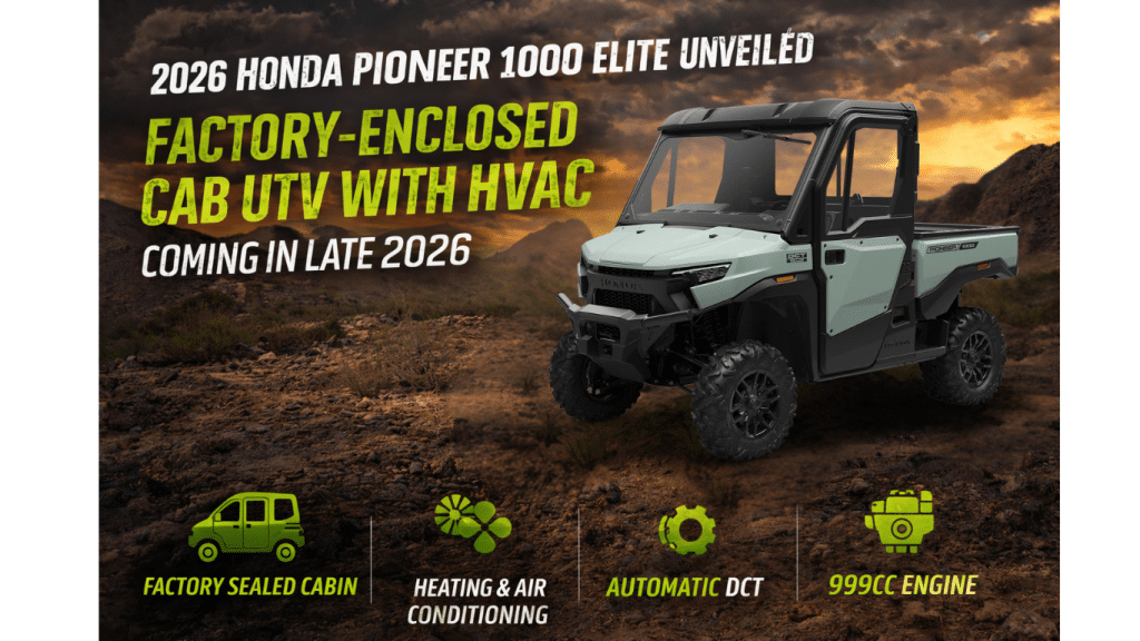 Honda Pioneer 1000 Elite, 2026 Honda Pioneer 1000 Elite, Honda Pioneer enclosed cab
