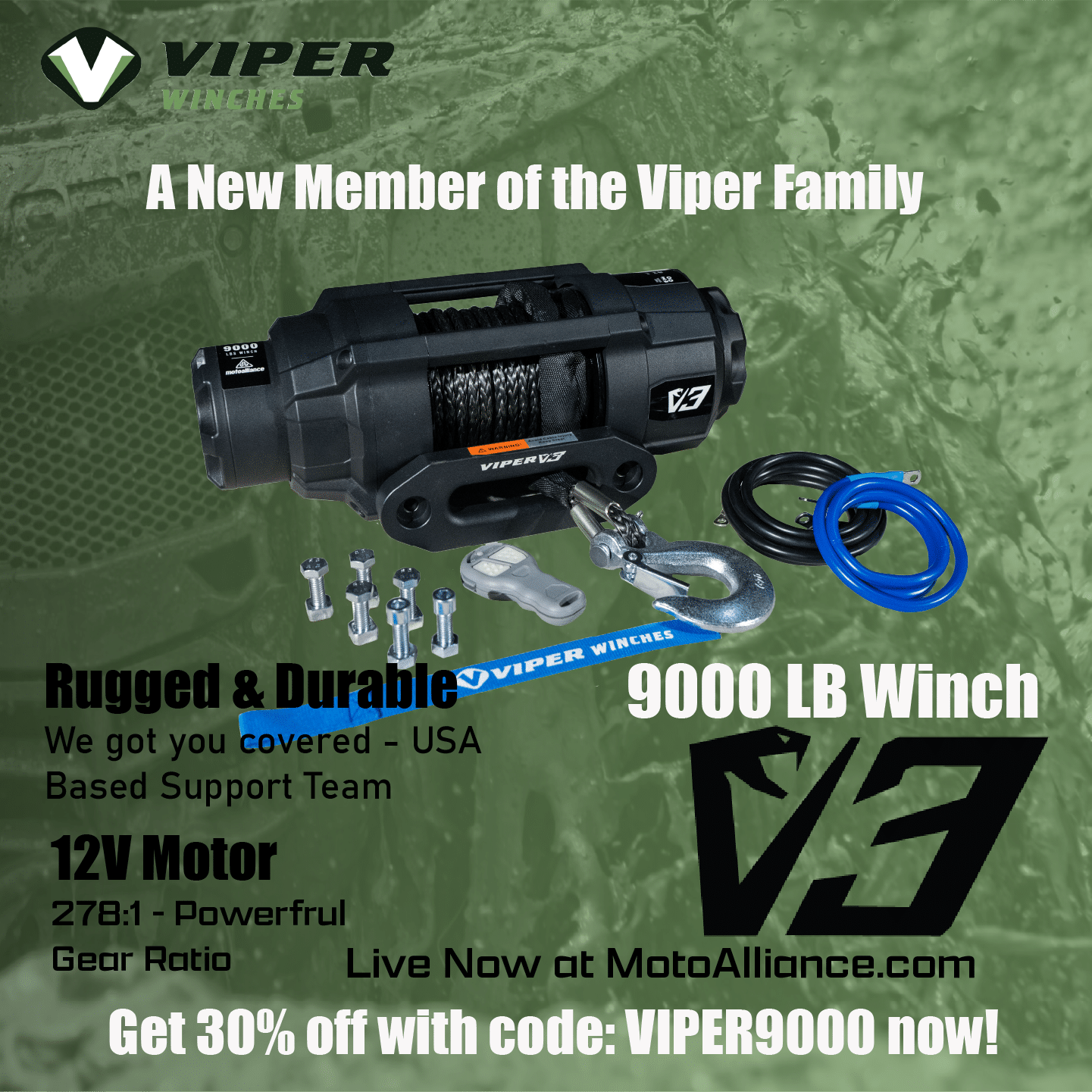 MotoAlliance VIPER V3 9000, VIPER V3 9000 winch, MotoAlliance winch, VIPER winches