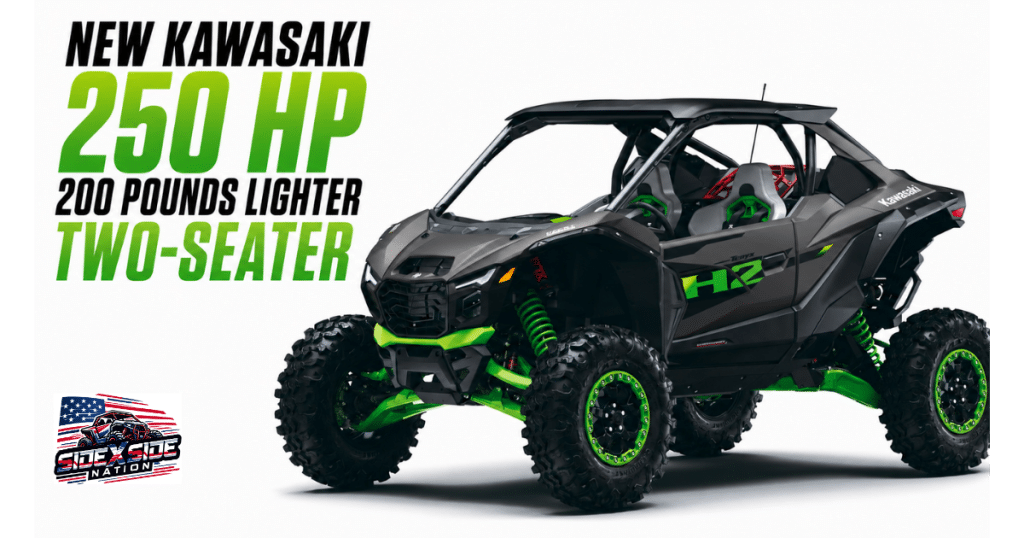 2027 Kawasaki TERYX H2 Limited eS two-seat side-by-side driving on a rocky trail